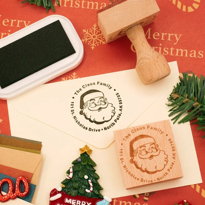 Custom Christmas Address Rubber Stamp (18 Designs)