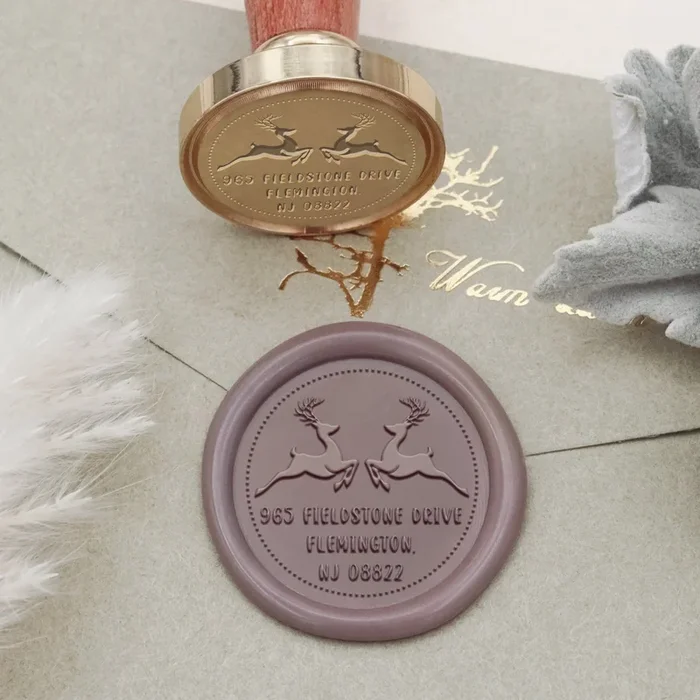 Custom Christmas Sleigh Reindeers Address Wax Seal Stamp