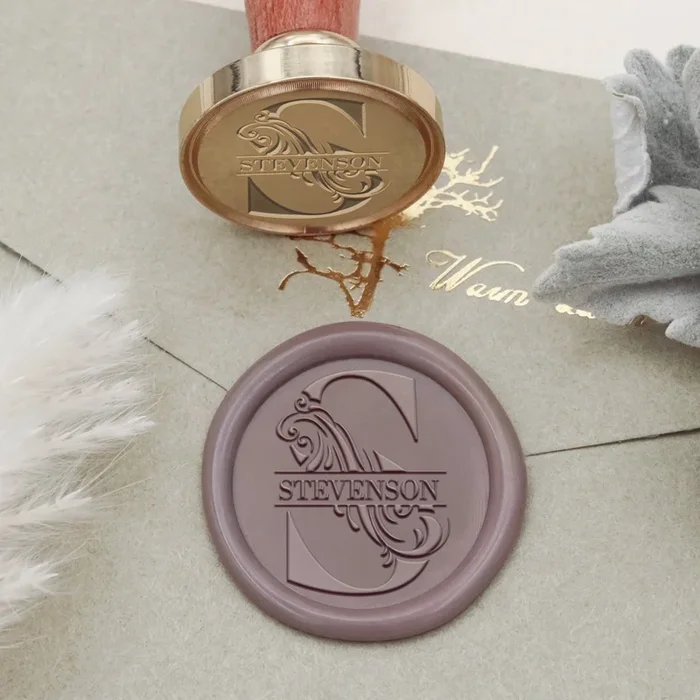 Custom Curved Vines Initial Name Wax Seal Stamp