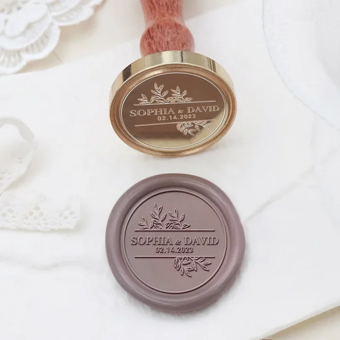 Custom Leaves Wedding Name and Date Wax Seal Stamp