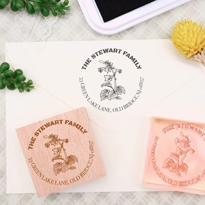Custom Plant Address Rubber Stamp (9 Designs)
