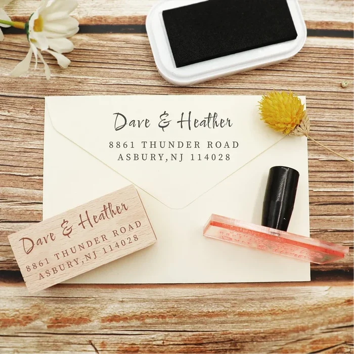 Custom Rectangular Handwriting Font Address Return Rubber Stamp – Style 8