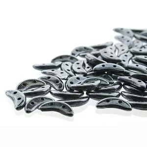 CzechMates- 2 hole- Crescent Bead- Jet Hematite