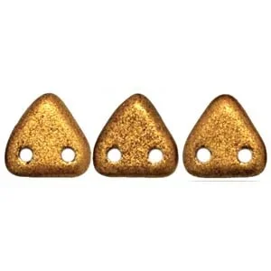 CzechMates- 2 hole Triangle Beads- MATTE METALLIC GOLDENROD