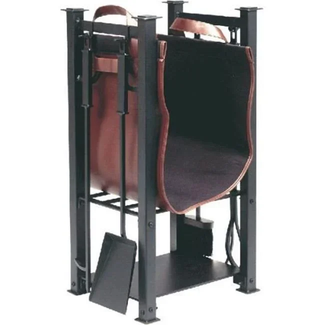 Dagan 5806 Log Holder with Carrier & Tools, Black – 6 Piece