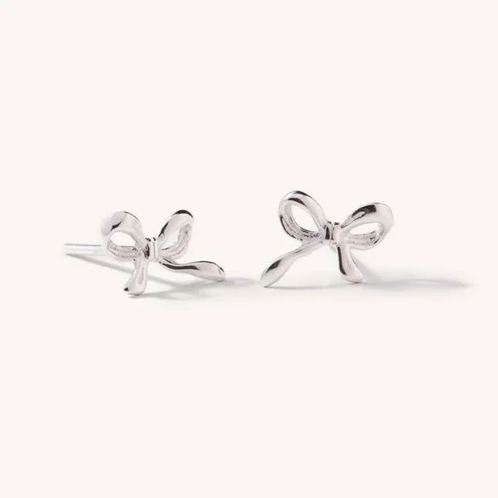 Dainty Bow Studs – Silver