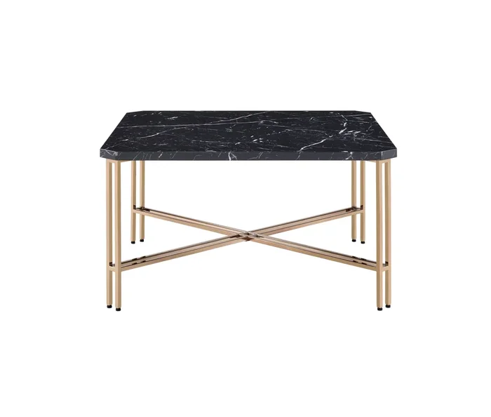Daxton Faux Marble Top Square Cocktail Table Black Black Wood