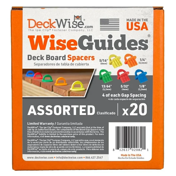 DeckWise WiseGuides 1/8 in., 5/32 in., 13/64 in., 1/4 in., 5/16 in. Assorted Gap Deck Board Spacer Pack for Hidden Deck Fasteners