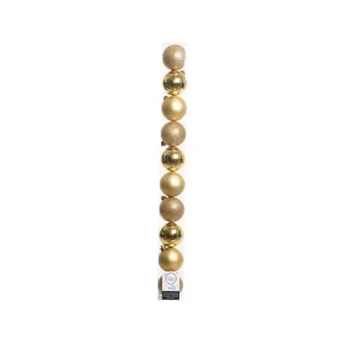 Decoris Gold Shatterproof Baubles Ornaments 2 in.
