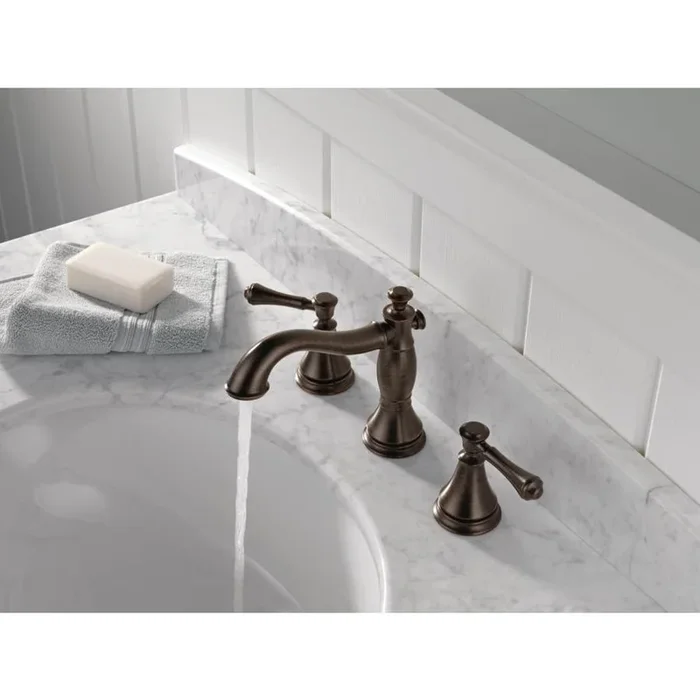 Delta Cassidy Venetian Bronze 2-handle Widespread WaterSense Bathroom Sink Faucet with Drain