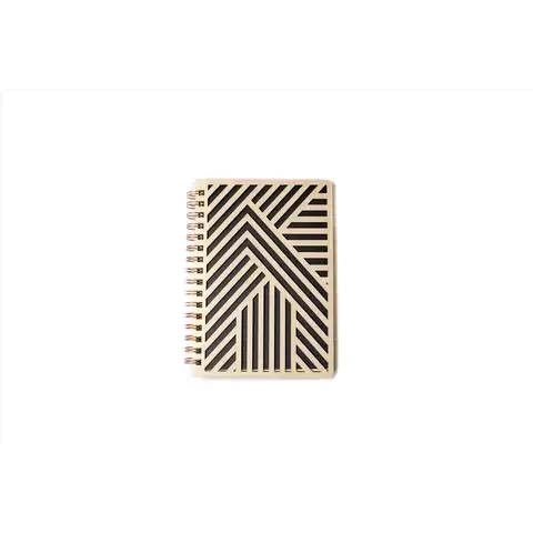 Denik 6.13 in. W X 8.75 in. L Black/Brown Wood Spiral Notebook