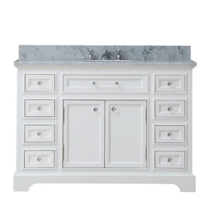 Derby 48″ Solid White Single Sink Bathroom Vanity And Faucet