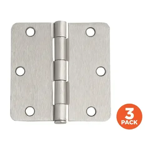 Design House 3.5 in. L Satin Nickel Door Hinge 3 pk