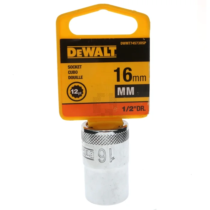 DeWALT DWMT74573OSP Metric Chrome Socket, 16mm 12-Point, 1/2″ Drive, 74-573D