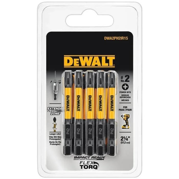 DEWALT FlexTorq 15-Piece 1/4-in x 2-in Phillips Impact Driver Bit