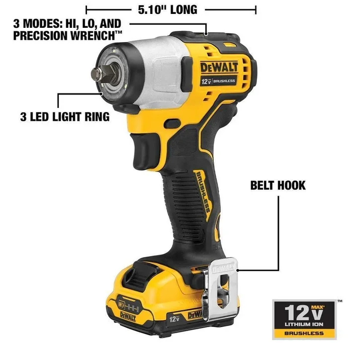 DEWALT XTREME 12-Volt Max Variable Speed Brushless Drive Cordless Impact Wrench (2-Batteries Included)