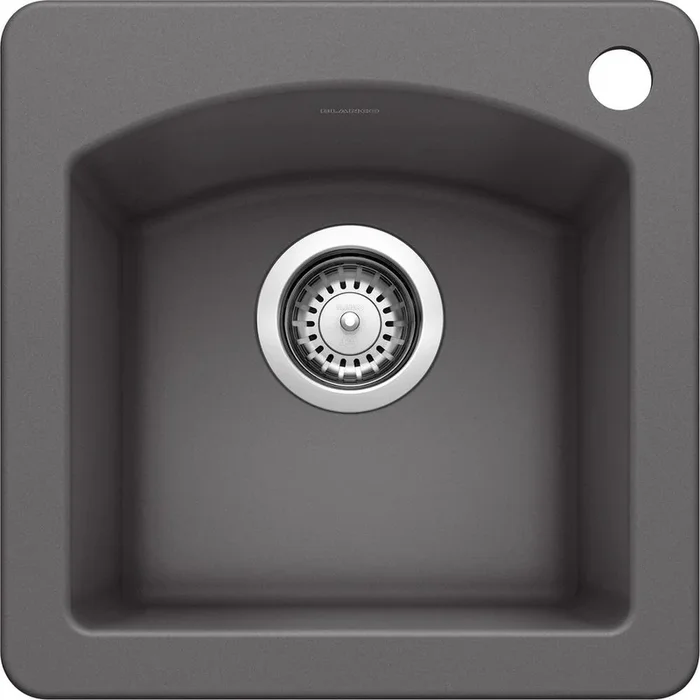 DIAMOND Dual Mount Granite Composite 15 in. 1-Hole Single Bowl Bar Sink in Cinder