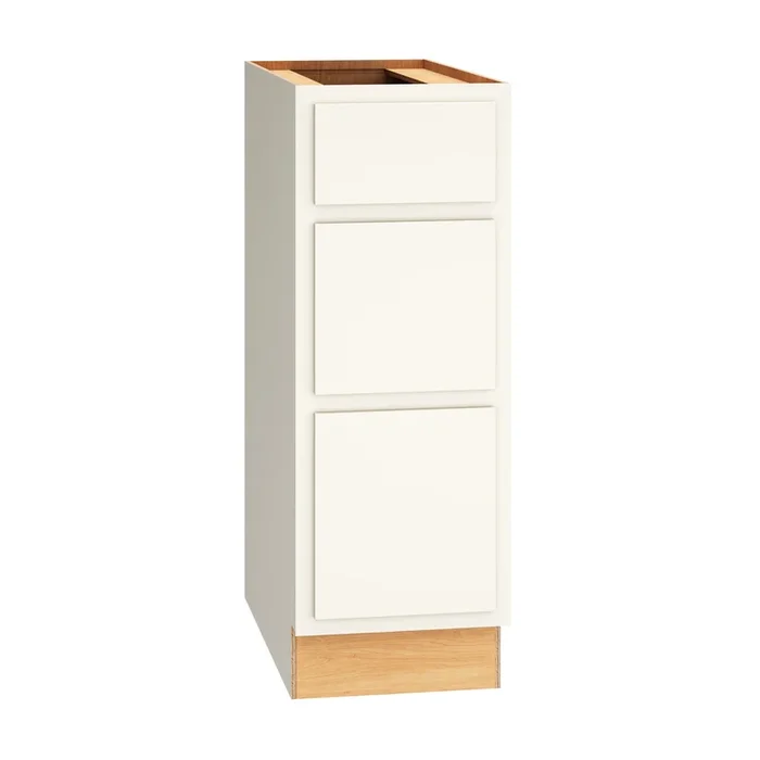 Diamond Express Jamestown 12-in W x 34.5-in H x 24-in D White Partial Overlay 3-Drawer Base Fully Assembled Plywood Cabinet (Recessed Panel Shaker Style)