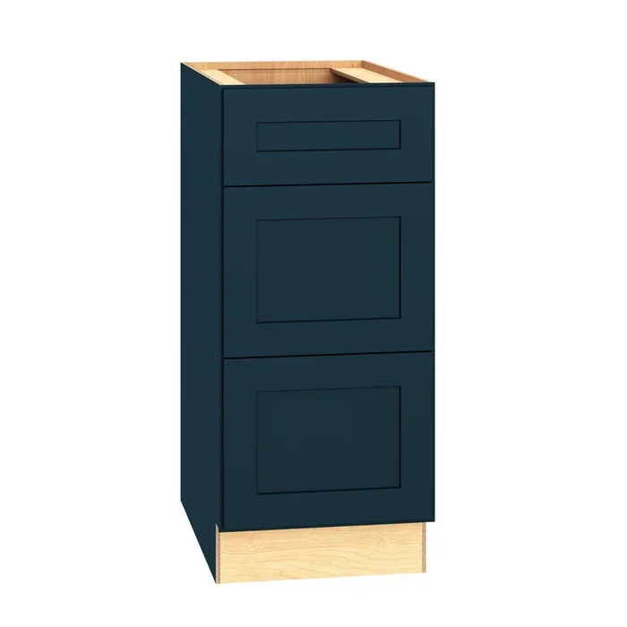 Diamond Express Jamestown 15-in W x 34.5-in H x 24-in D Regatta Blue 3-Drawer Base Fully Assembled Plywood Cabinet (Recessed Panel Shaker Style)