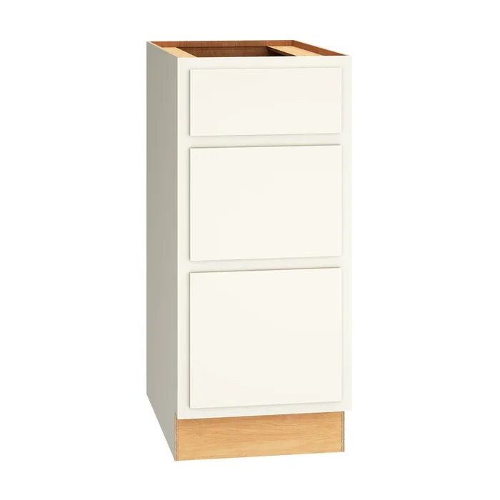 Diamond Express Jamestown 15-in W x 34.5-in H x 24-in D White Partial Overlay 3-Drawer Base Fully Assembled Plywood Cabinet (Recessed Panel Shaker Style)