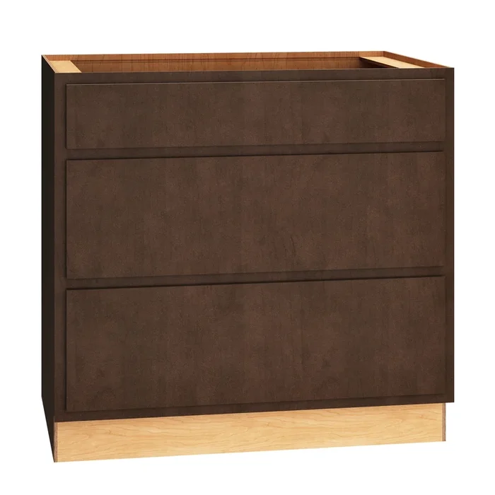 Diamond Express Jamestown 36-in W x 34.5-in H x 24-in D Thatch Partial Overlay 3-Drawer Base Fully Assembled Plywood Cabinet (Recessed Panel Shaker Style)