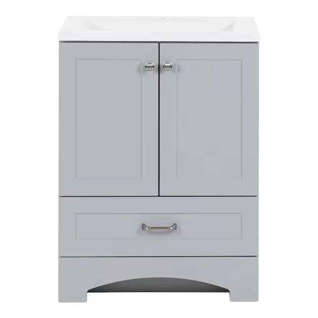 Diamond NOW Cassidy 24-in Pearl Gray Single Sink Bathroom Vanity with White Cultured Marble Top