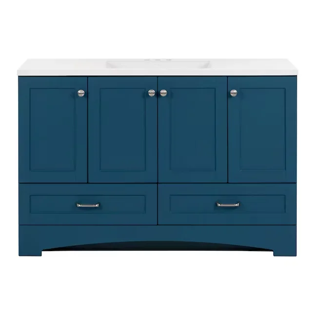 Diamond NOW Cassidy 48-in Admiral Blue Single Sink Bathroom Vanity with White Cultured Marble Top
