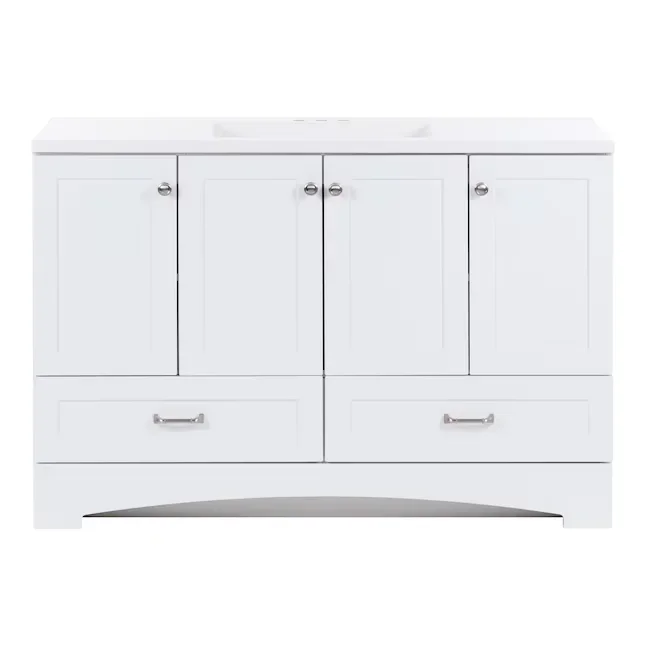 Diamond NOW Cassidy 48-in White Single Sink Bathroom Vanity with White Cultured Marble Top
