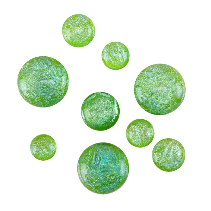 Dichroic Cabochons – Spring Green Fireworks – Round