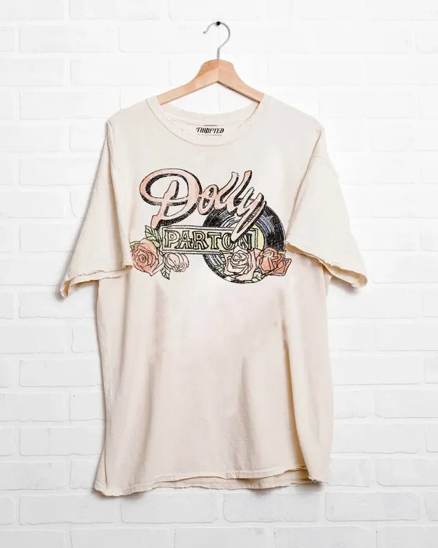 Dolly Parton Rose Record Thrifted Tee