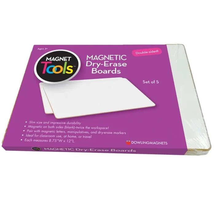 Double-Sided Magnetic Blank/Blank Dry Erase Boards Set Of 5