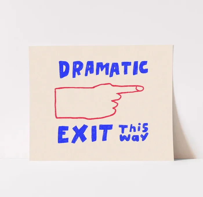 Dramatic Exit Art Print Red + Blue 11 x 14