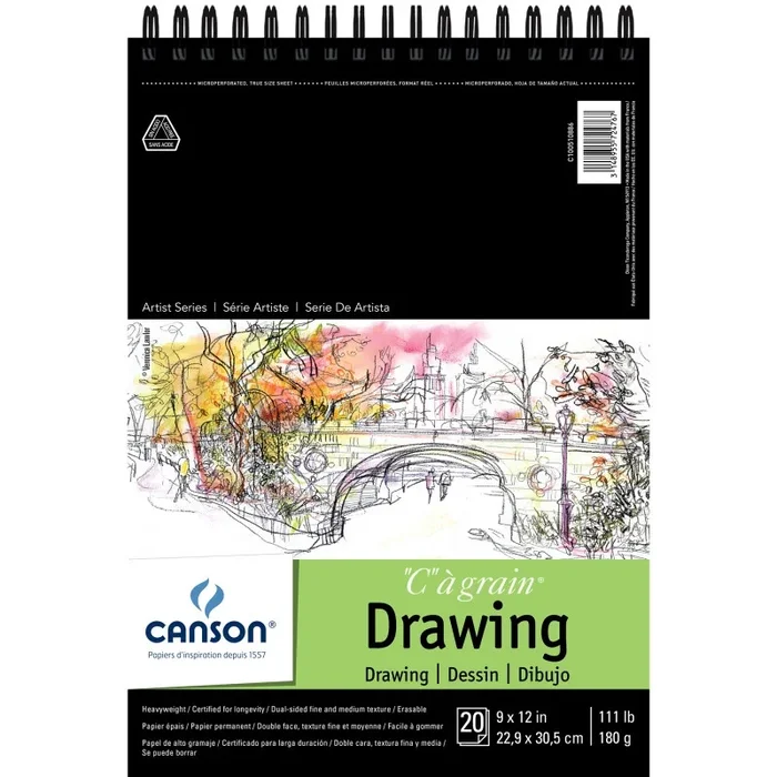Drawing Pad Top Wire 9X12in Artist Series C A Grain 20 Sheets