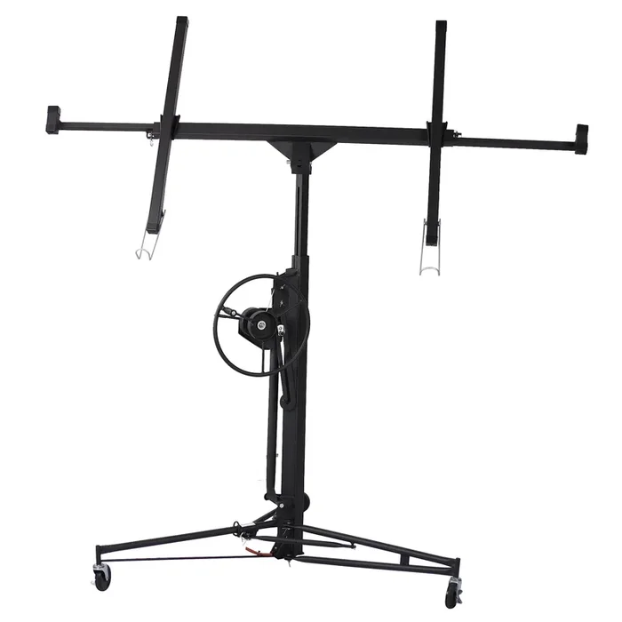 Drywall Panel Hoist Drywall Lift Rolling Panel Hoist Jack Lifter 16Ft Black Color Black Metal