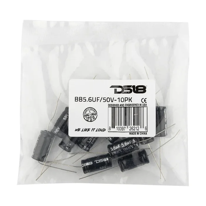 DS18 BB5.6UF/50V-10PK Bass Blocker 7KHz @ 4 ohms or 3.5KHz @ 8 ohms 6DB/OCT Driver 10PCK