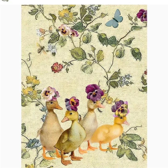 Ducklings & Flowers Cotton Flour Sack Kitchen Towel