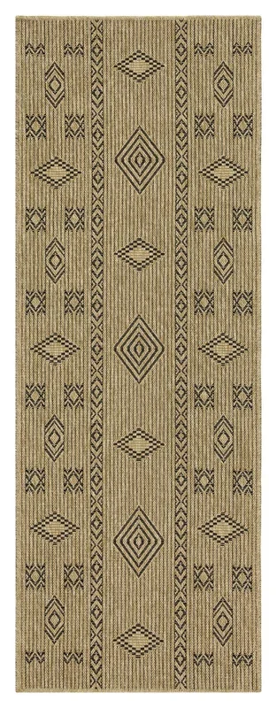 Earth Gc Ntl1001 Jute Black 2 Ft. 7 In. X 7 Ft. 3 In. Indoor Outdoor Area Rug Natural Black Polyester Polypropylene