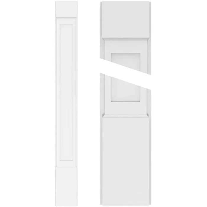 Ekena Millwork 2 in. x 7 in. x 90 in. Flat Panel PVC Pilaster Moulding with Standard Capital and Base (Pair)