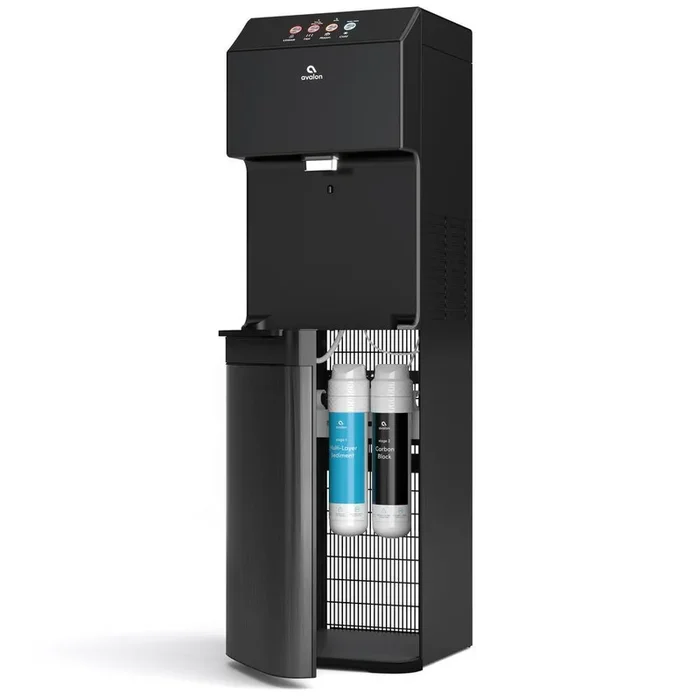 Electric Bottleless Water Cooler Water Dispenser – 3 Temperatures, Self Cleaning Black Stainless Steel