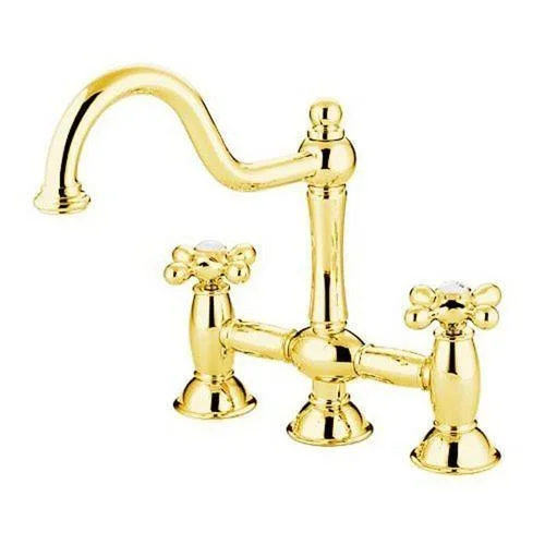 Elements of Design Chicago Polished Brass 2-Handle Deck-Mount Bridge Handle Kitchen Faucet