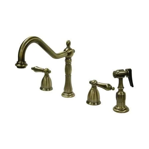 Elements of Design New Orleans Antique Brass 2-Handle Deck-Mount Bridge Handle Kitchen Faucet
