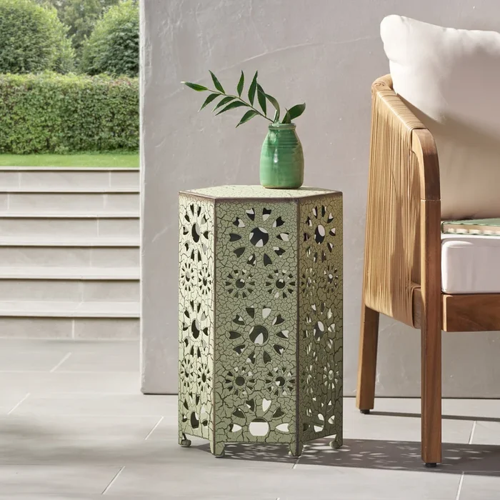 Eliana 12 “Side Table Green Iron