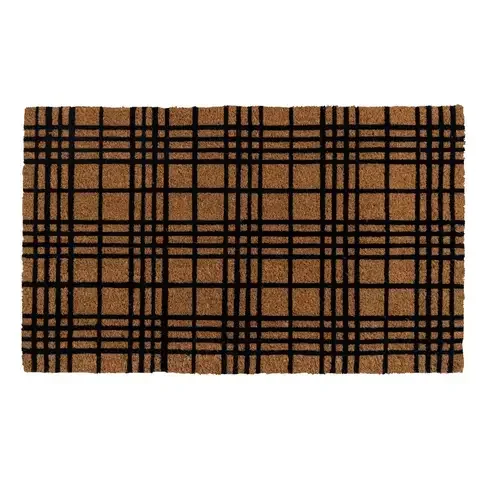 Entryways 30 in. W X 18 in. L Black/Natural Fine Plaid Coir Door Mat