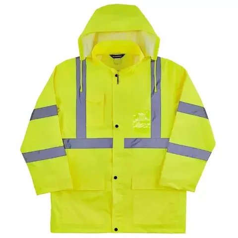 Ergodyne GloWear M Long Sleeve Unisex Hooded Rain Jacket Lime