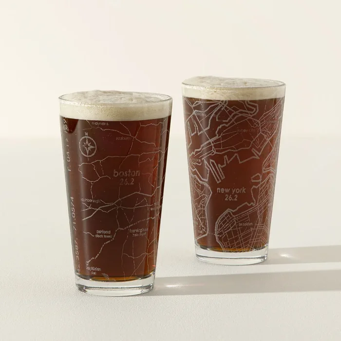 Etched Marathon Pint Glass