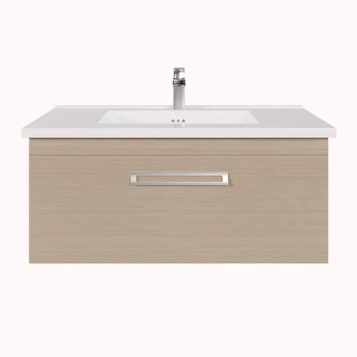 Eviva Orleans 38 in. W x 20 in. D x 23 in. H Single Sink Wallmount Bath Vanity in Light Oak with White Porcelain Top
