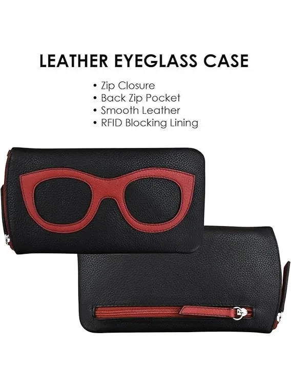 Eye Glass Case Leather Black/Indian Pink 6462
