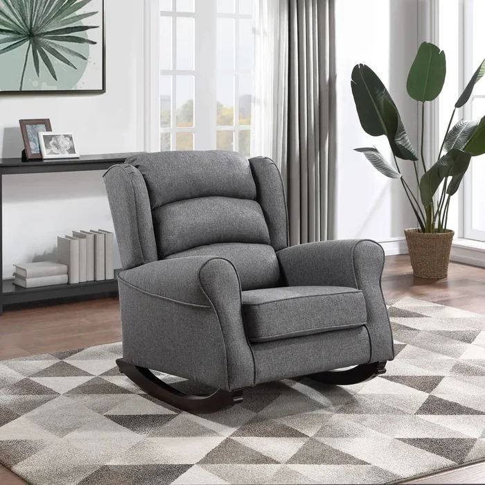 Fabien Rocking Chair, Gray Fabric