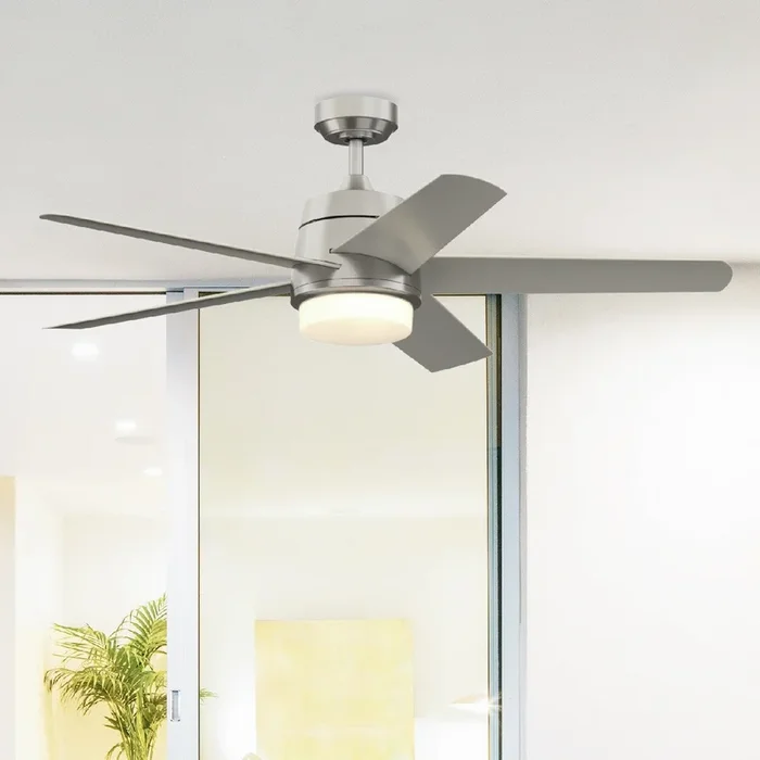 Fanimation Studio Collection Berlin 52-in Brushed Nickel LED Indoor/Outdoor Ceiling Fan with Remote (5-Blade)