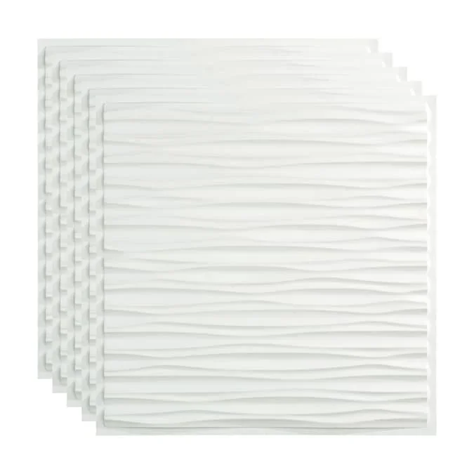 Fasade 2-ft x 2-ft Dunes Gloss White PVC Drop Ceiling Tile (5-Pack, 20-sq ft / Case)